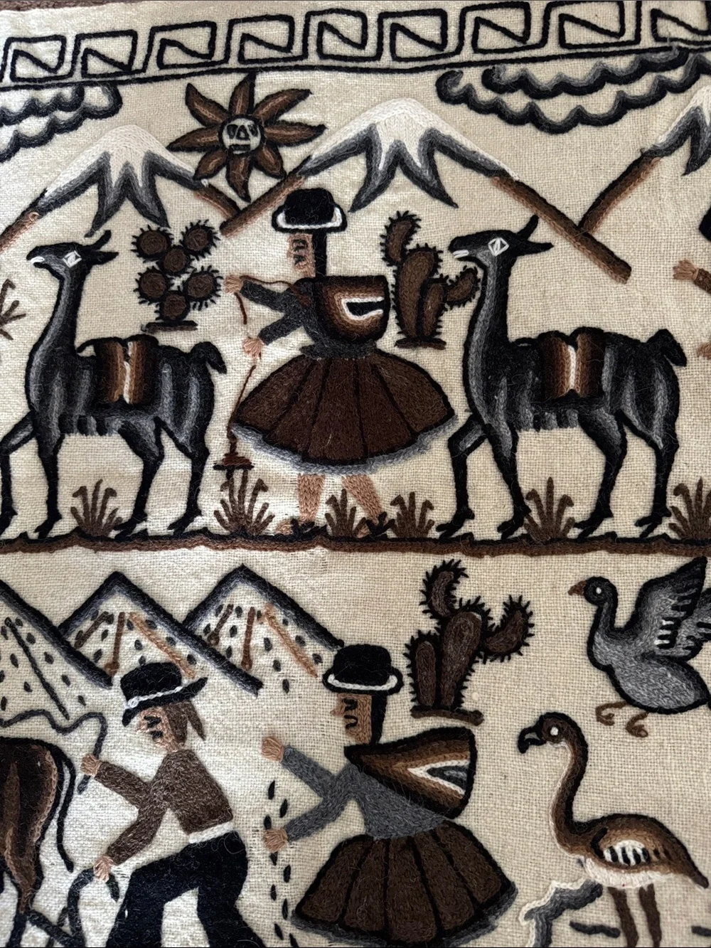 Embroidered Aztec Mayan Inca Hand Woven Tapestry